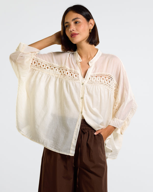 NEW | Sharon Crochet Blouse | Buttermilk | 100% Cotton