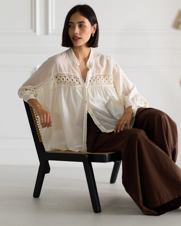 NEW | Sharon Crochet Blouse | Buttermilk | 100% Cotton