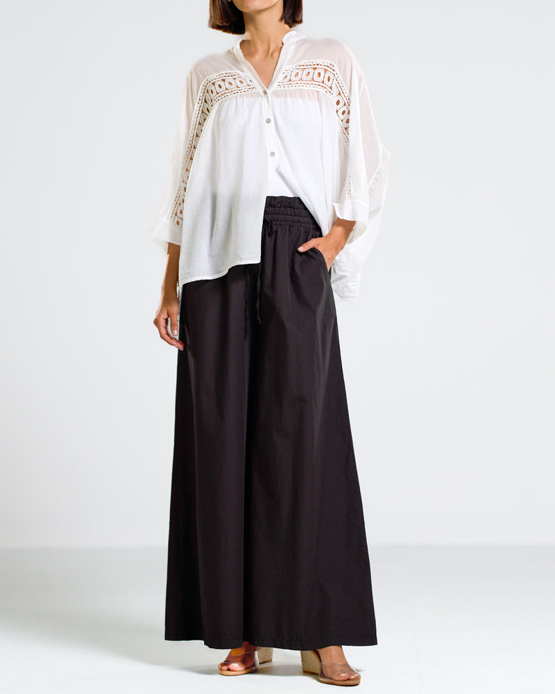 NEW | Gemma Wide Leg Trousers | Black | 100% Cotton