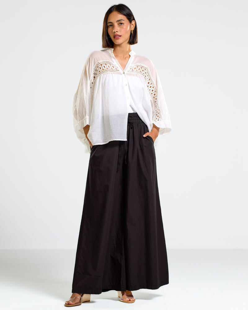 NEW | Gemma Wide Leg Trousers | Black | 100% Cotton