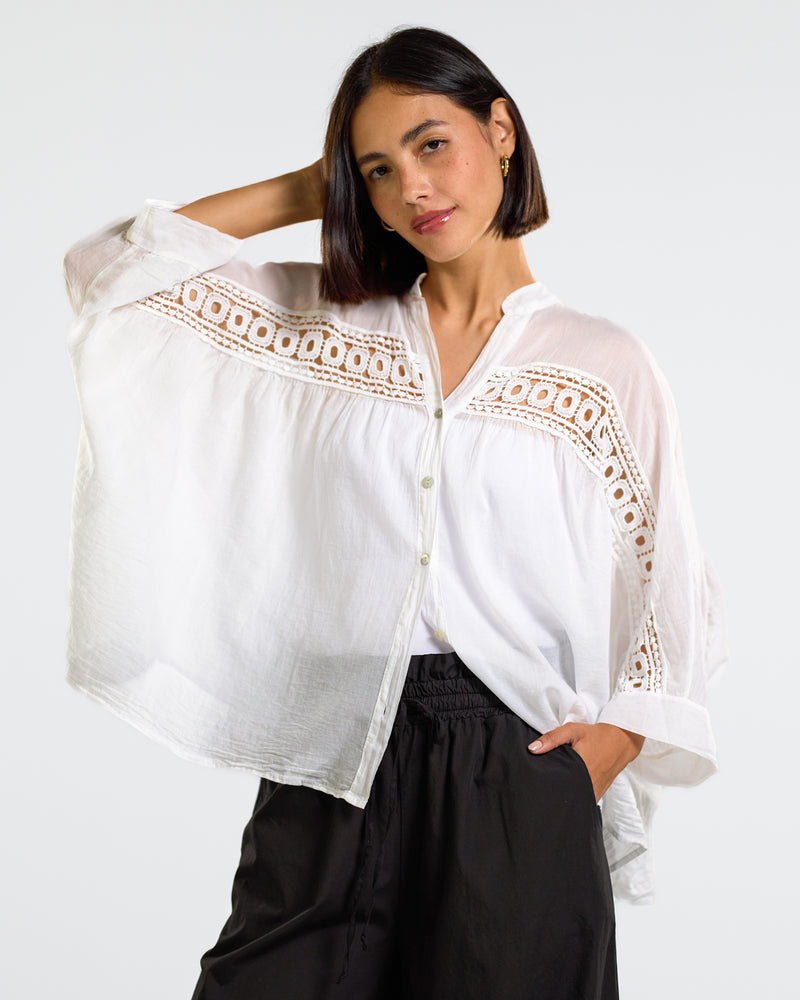 NEW | Sharon Crochet Blouse | Ivory | 100% Cotton