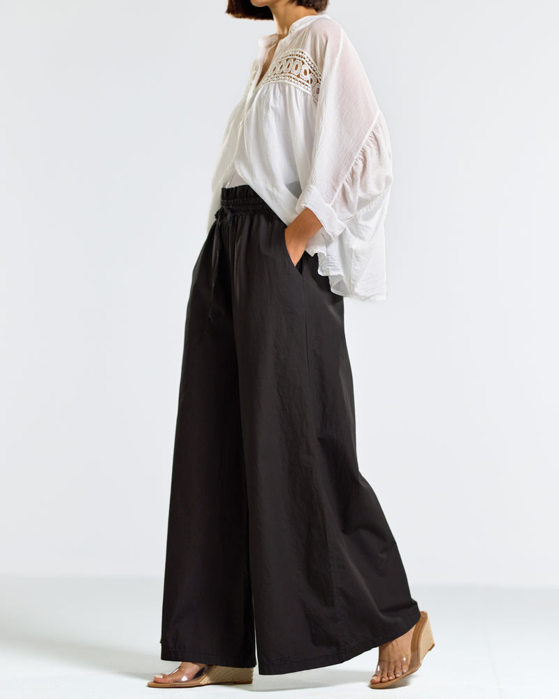 NEW | Gemma Wide Leg Trousers | Black | 100% Cotton