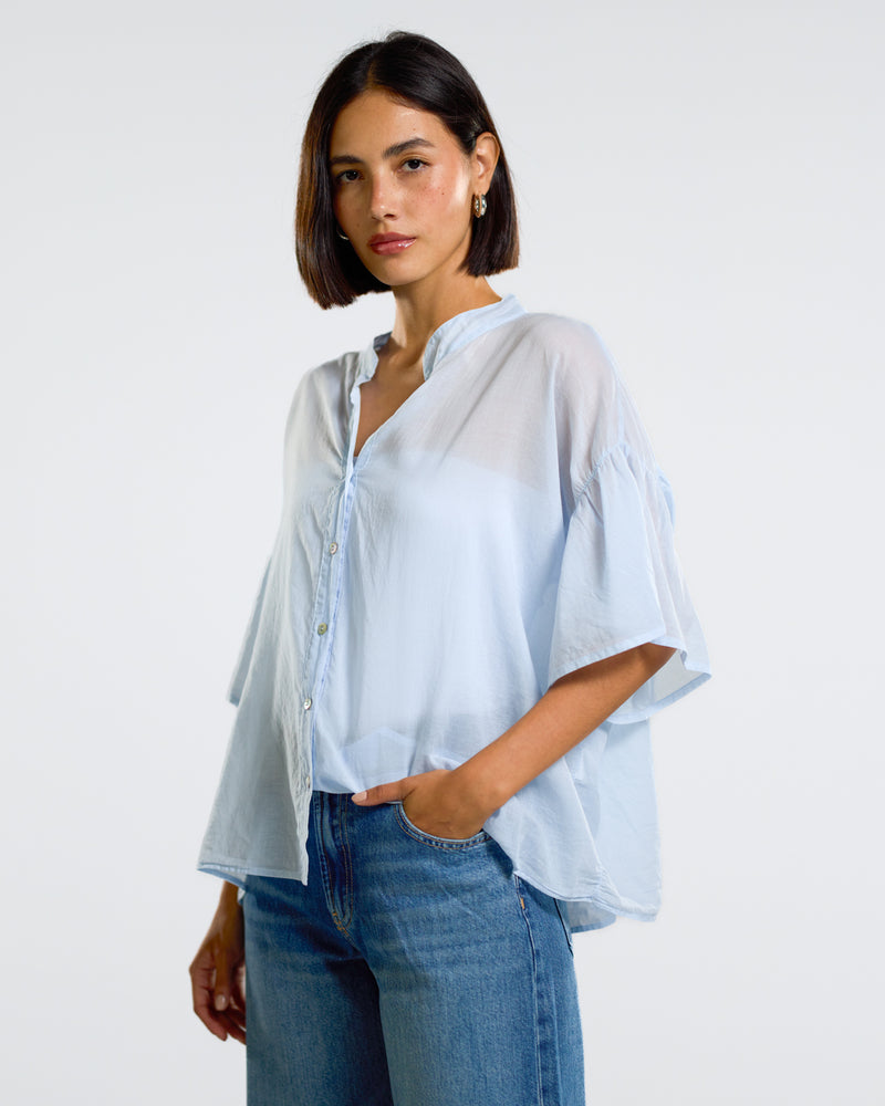 NEW | Gemma Frill Blouse | Light Blue | 100% Cotton