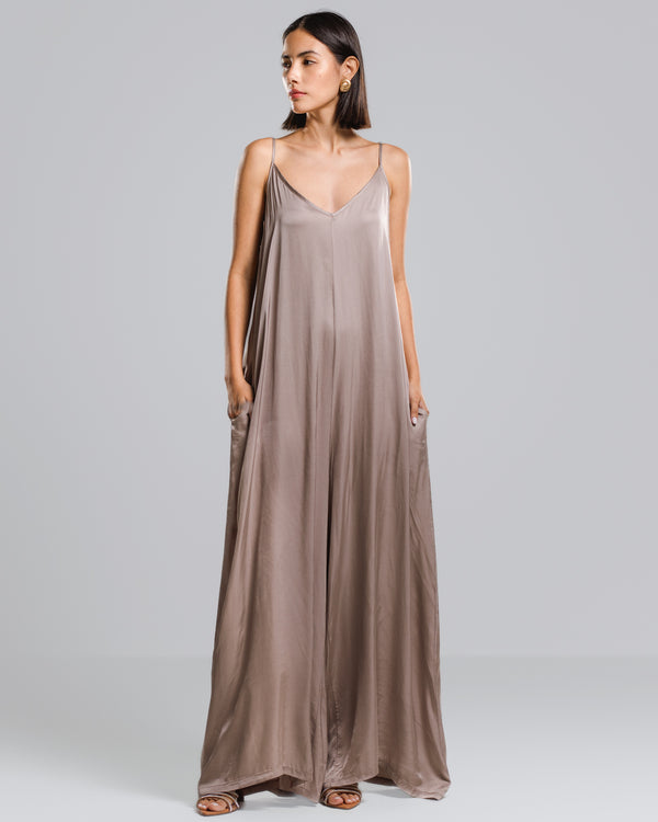 Eliza Satin Jumpsuit | Mocha