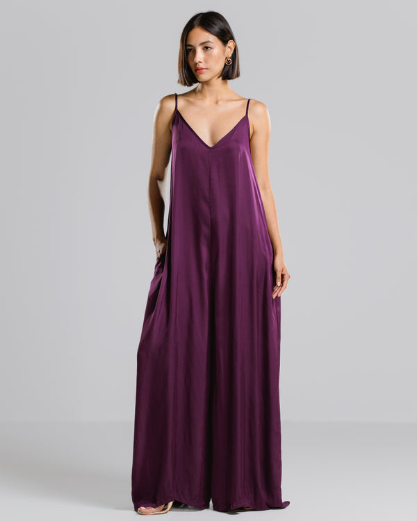 Eliza Satin Jumpsuit | Violet