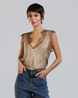 Lace Trim Vest | Camel