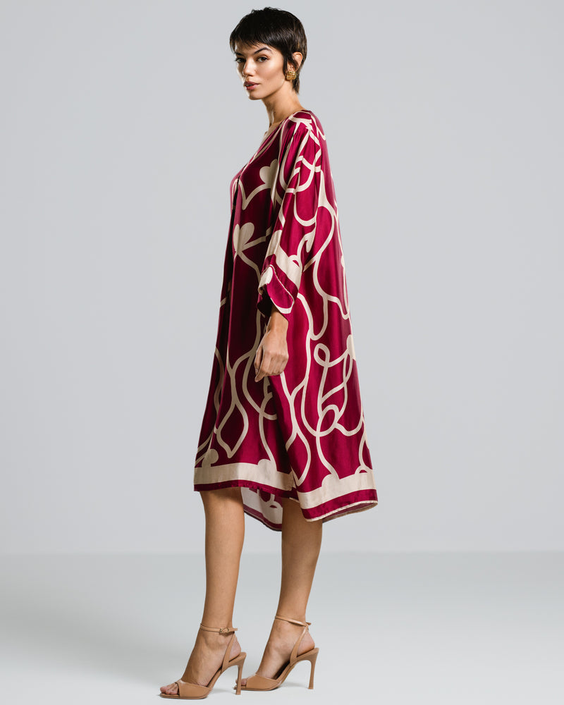 Jasmine Throw On Satin Dress | Burgundy