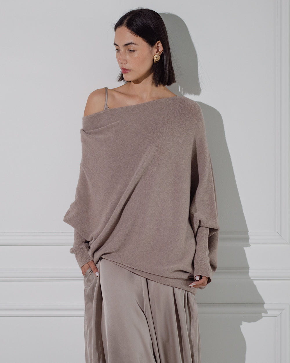 Asymmetric Draped | Mocha | Seamless Knit – JAKI