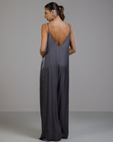 PRE-ORDER | Eliza Satin Jumpsuit | Charcoal