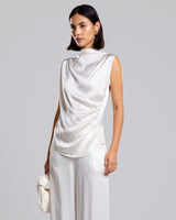 Allegra Draped Satin Top | Ivory