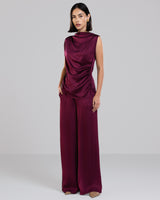 Allegra Draped Satin Top | Burgundy