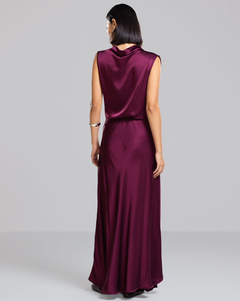 Camilla Bias Satin Skirt | Burgundy