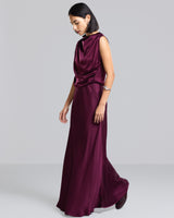 Camilla Bias Satin Skirt | Burgundy