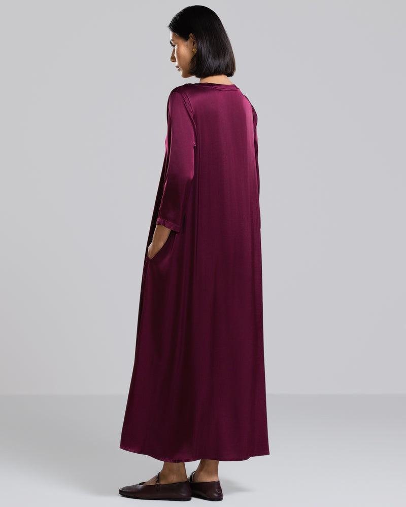 Dahlia Satin Dress | Burgundy