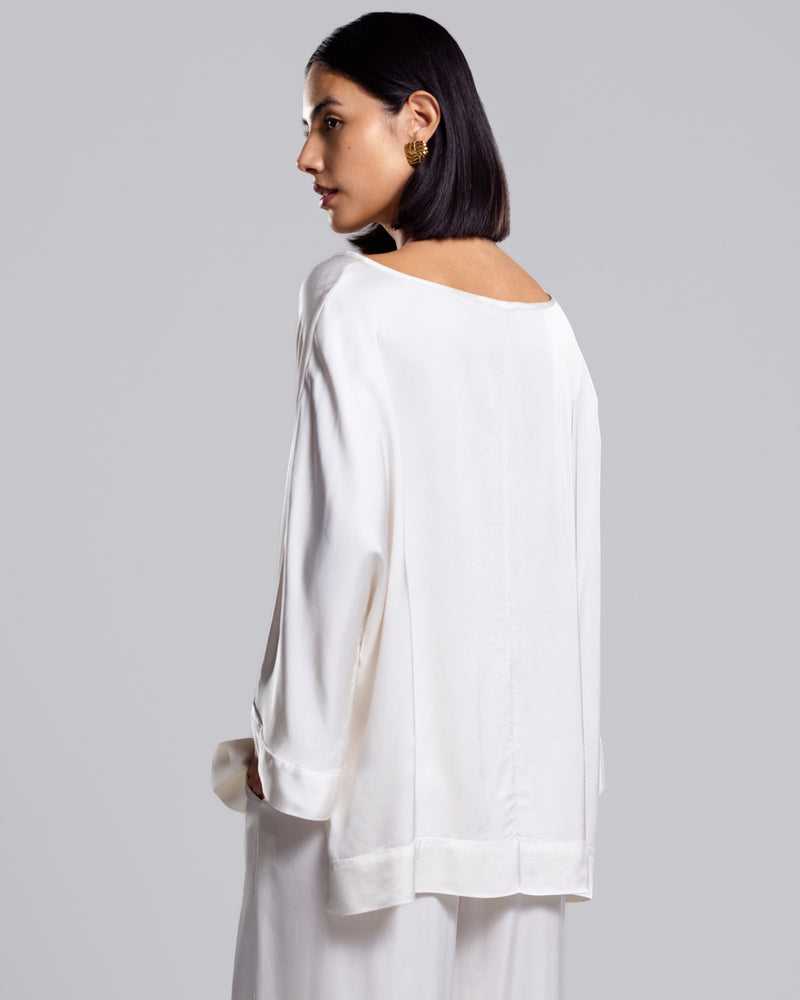 Aurelie Satin Top | Ivory