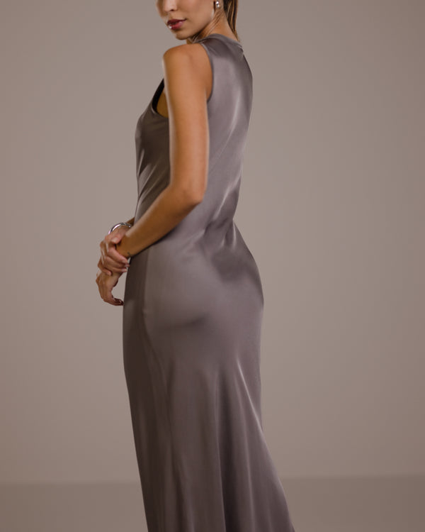 PRE-ORDER | Sabrina Sleeveless Satin Dress | Mink