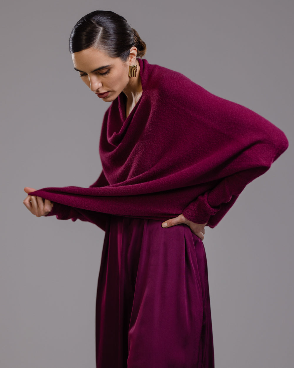 Asymmetric Draped | Burgundy | Seamless Knit – JAKI