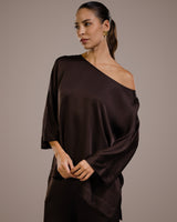 Aurelie Satin Top | Espresso Brown