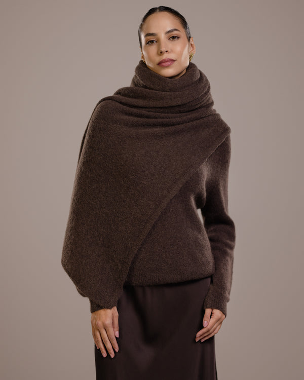 Sonya Shawl | Espresso Brown | Alpaca Blend