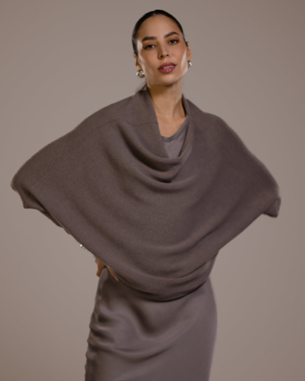 Asymmetric Draped | Mink | Seamless Knit – JAKI