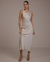 PRE-ORDER | Sabrina Sleeveless Satin Dress | Light Beige