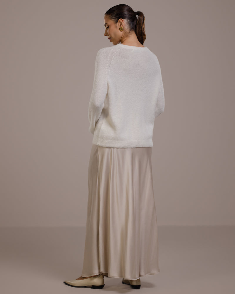 Camilla Bias Satin Skirt | Light Beige