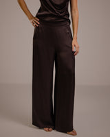 Cole Satin Trousers | Espresso Brown