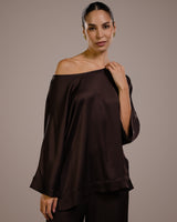 Aurelie Satin Top | Espresso Brown