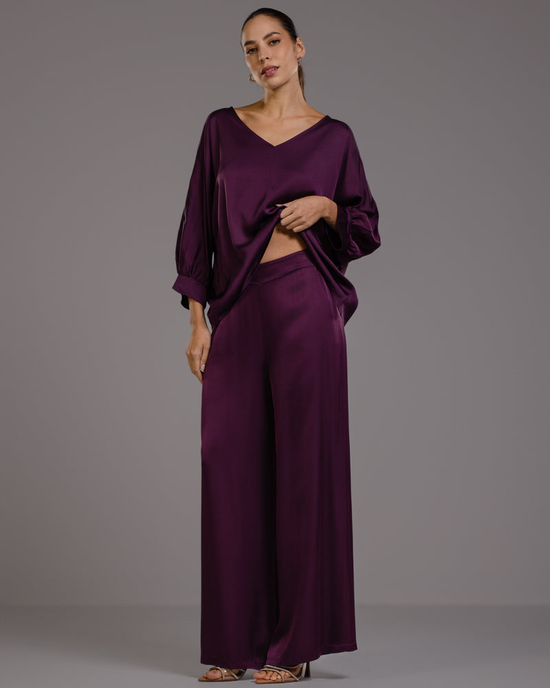 Cole Satin Trousers | Violet