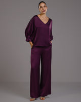 Eliza Satin Blouse | Violet