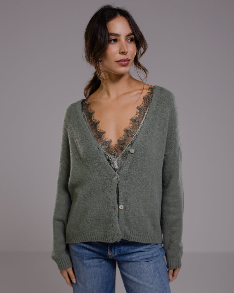 Joelle Cardigan | Khaki | Alpaca Blend