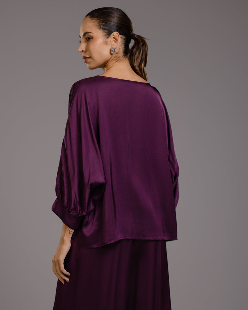 Eliza Satin Blouse | Violet