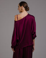 Eliza Satin Blouse | Burgundy