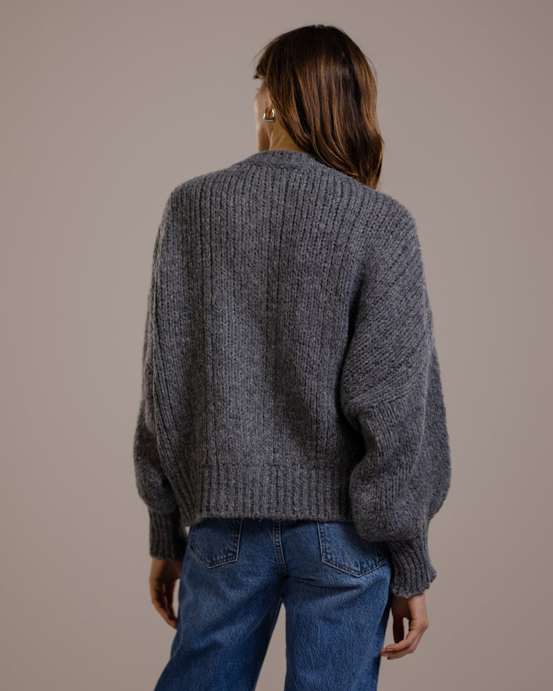 Hattie Button Up Cardigan | Charcoal | Alpaca-Wool Blend