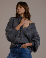 Hattie Button Up Cardigan | Charcoal | Alpaca-Wool Blend