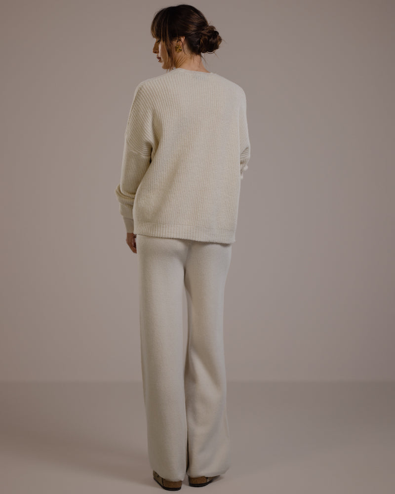 Isla Elastic Waist Pants | Light Beige | Cashmere-Wool Blend