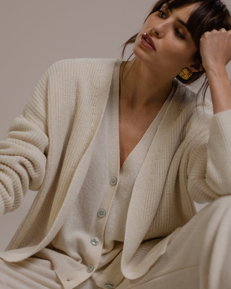 Joyce Open Cardigan | Light Beige | Cashmere-Wool Blend