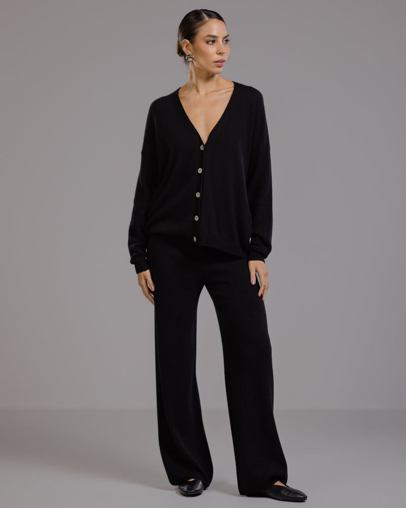 Bonnie Button Up Cardigan | Black | Cashmere-Wool Blend