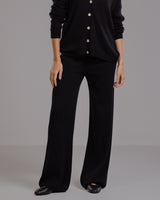 Isla Elastic Waist Pants | Black | Cashmere-Wool Blend