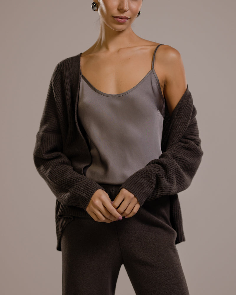 Joyce Open Cardigan | Espresso Brown | Cashmere-Wool Blend