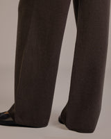 Isla Elastic Waist Pants | Espresso Brown | Cashmere-Wool Blend