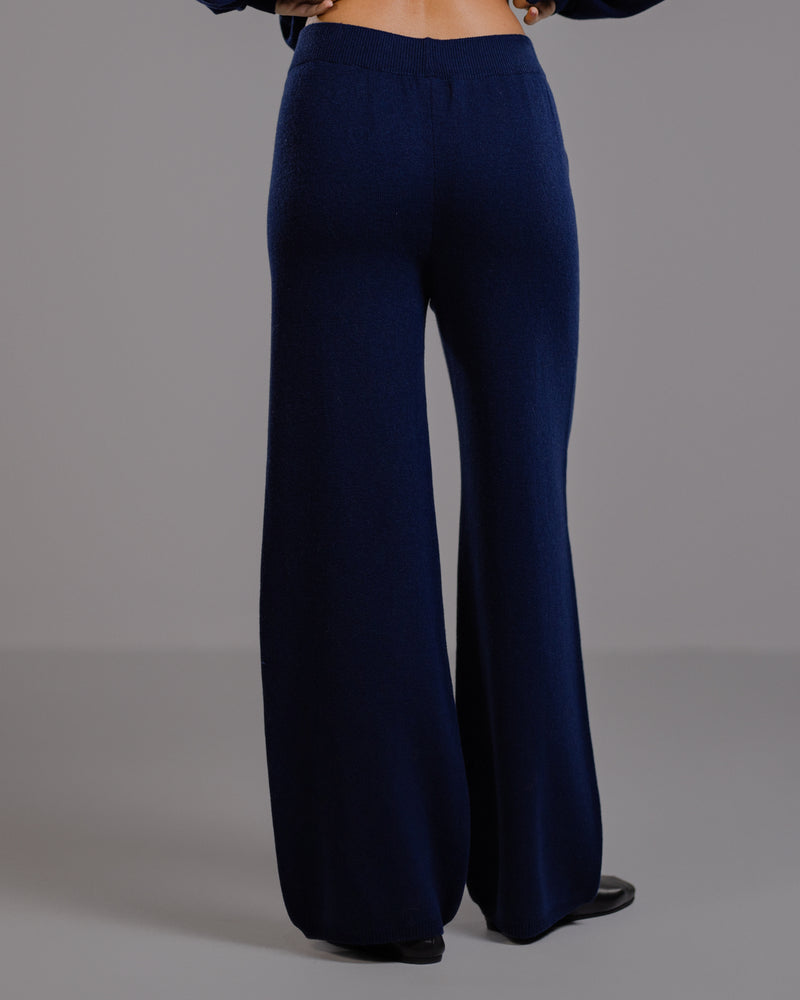 Isla Elastic Waist Pants | Navy | Cashmere-Wool Blend