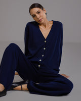 Bonnie Button Up Cardigan | Navy | Cashmere-Wool Blend