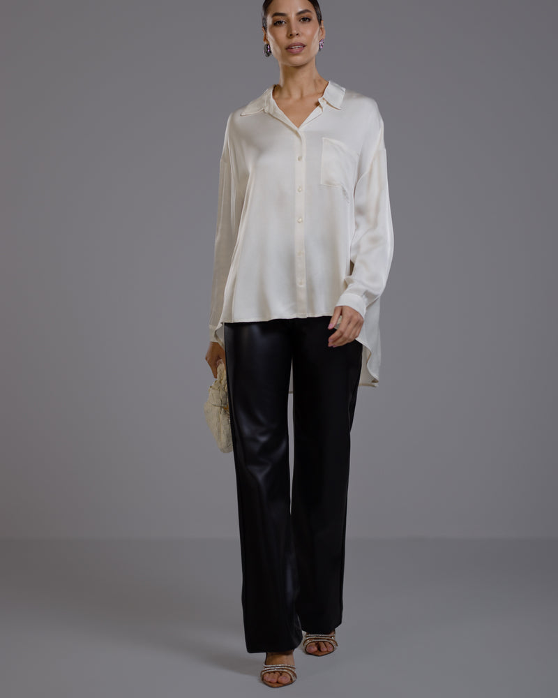 Kailin Satin Shirt | Ivory