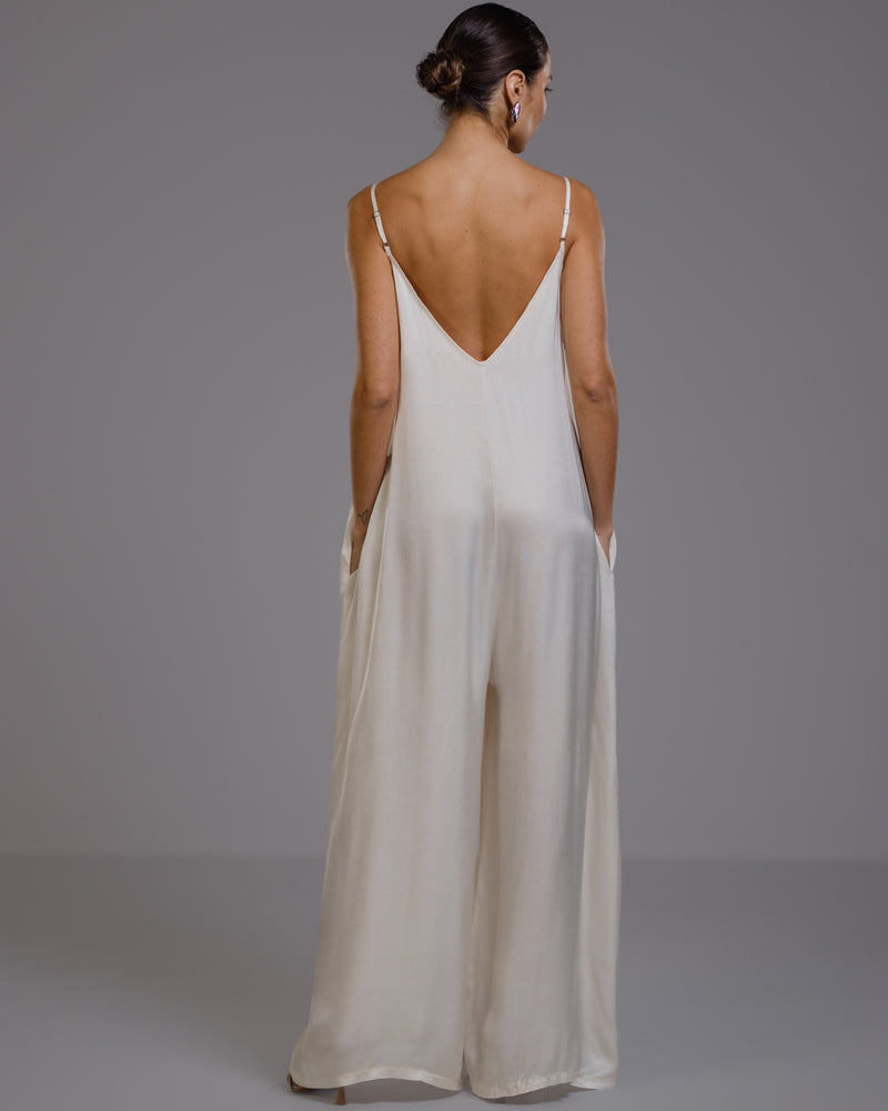 Eliza Satin Jumpsuit | Ivory