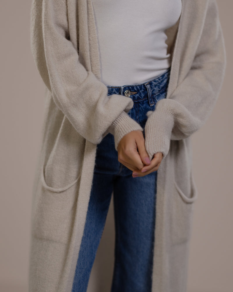 Yasmin Open Cardigan | Light Beige | Alpaca Blend