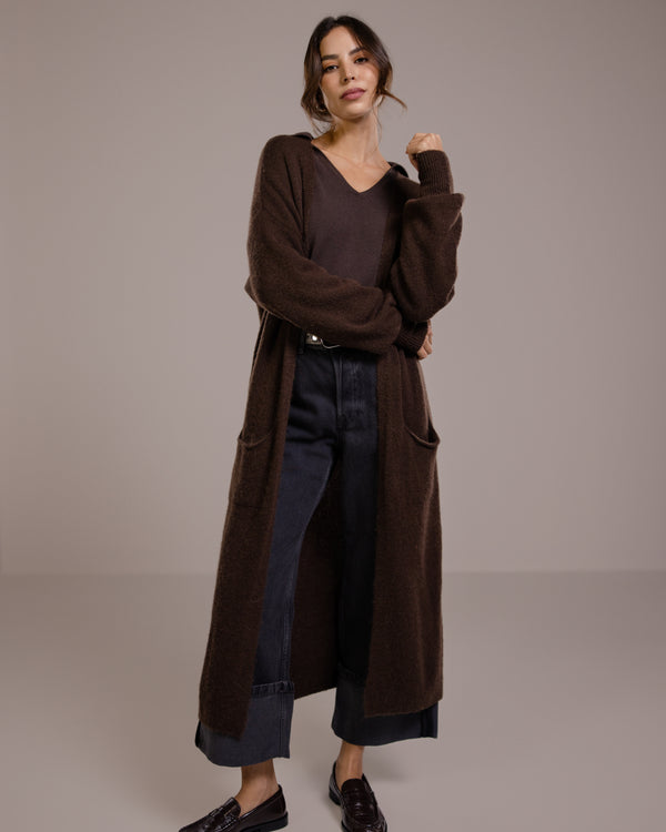 Yasmin Open Cardigan | Espresso Brown | Alpaca Blend