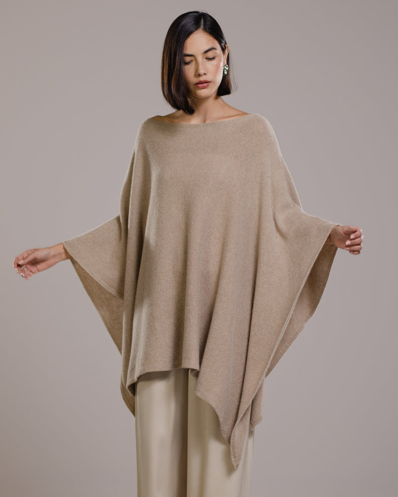 Elle Poncho | Beige | Cashmere-Wool Blend