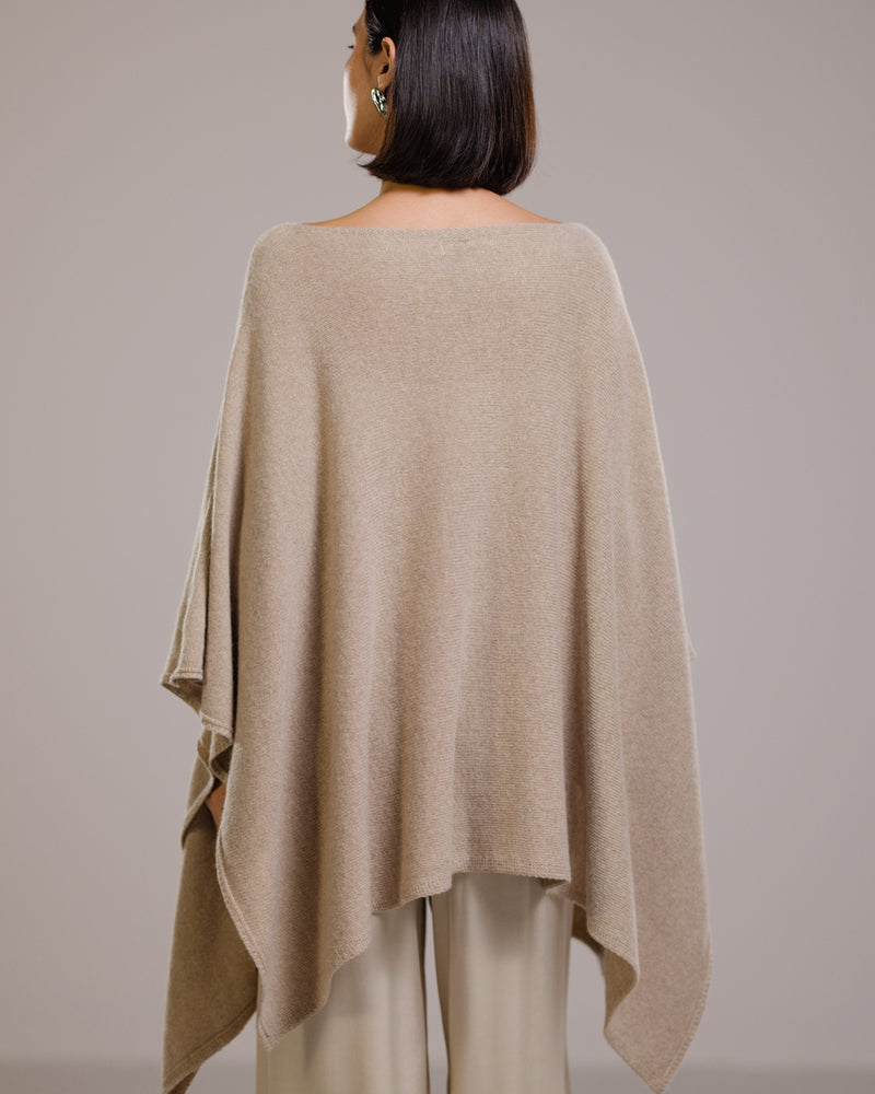 Elle Poncho | Beige | Cashmere-Wool Blend