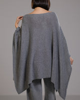 Elle Poncho | Grey Melange | Cashmere-Wool Blend